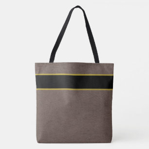 Professionele Corporate Faux Leather Gold Stripe Tote Bag