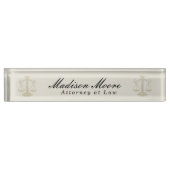 Professionele Cream Neutral Lawyer Desk Name Bord Naambordje (Voorkant)