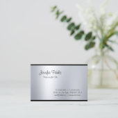 Professionele Creative Script Glam Silver Top Visitekaartje (Staand voorkant)