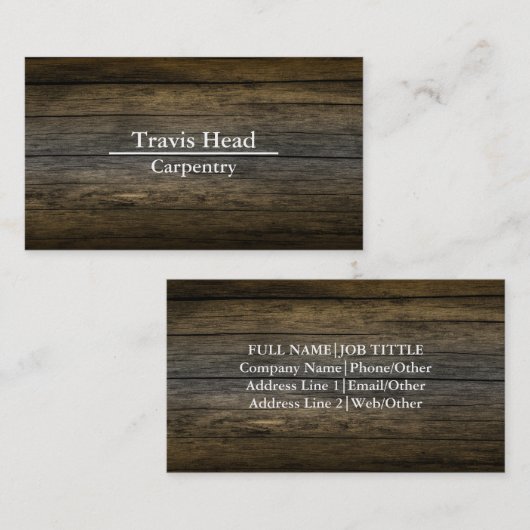 Professionele Creëer uw eigen houten timmerman Visitekaartje (Voorkant / Achterkant)