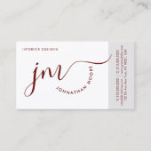 Professionele Curvature Burgundy Script Monogram Visitekaartje (Voorkant)