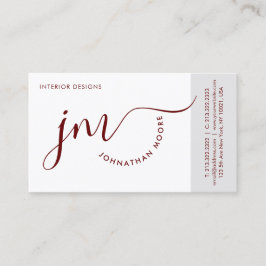 Professionele Curvature Burgundy Script Monogram Visitekaartje