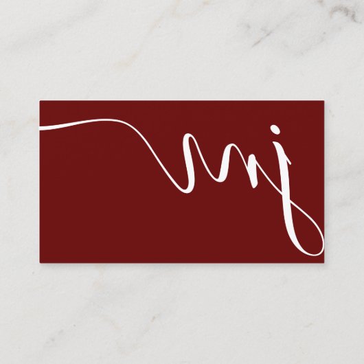 Professionele Curvature Burgundy Script Monogram Visitekaartje (Achterkant)