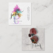 Professionele Curvature Grijs Script Monogram Busi Vierkante Visitekaartje (Voorkant / Achterkant)