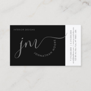 Professionele curvature grijze monogram visitekaartje