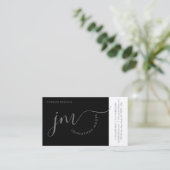 Professionele curvature grijze monogram visitekaartje (Staand voorkant)