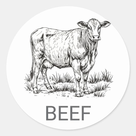 Professionele Custom Beef Bruiloft Maaltijd Keuze Ronde Sticker (Voorkant)
