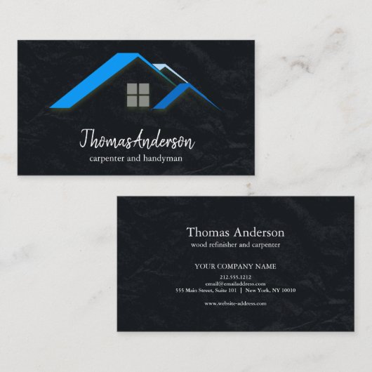 Professionele Custom Black Building Bouw Visitekaartje (Voorkant / Achterkant)