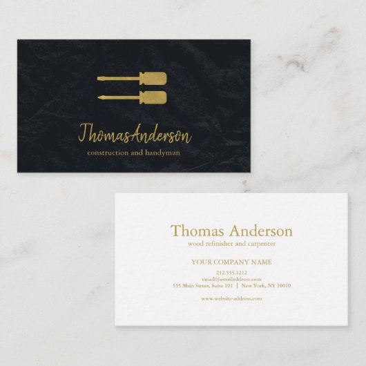 Professionele Custom Black Building Bouw Visitekaartje (Voorkant / Achterkant)