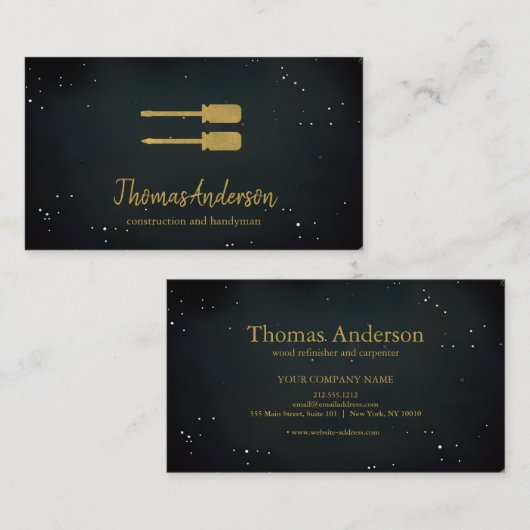 Professionele Custom Black Building Bouw Visitekaartje (Voorkant / Achterkant)