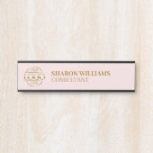 Professionele Custom Business Logo Job Titel Roze Deurbordje (Voorkant)