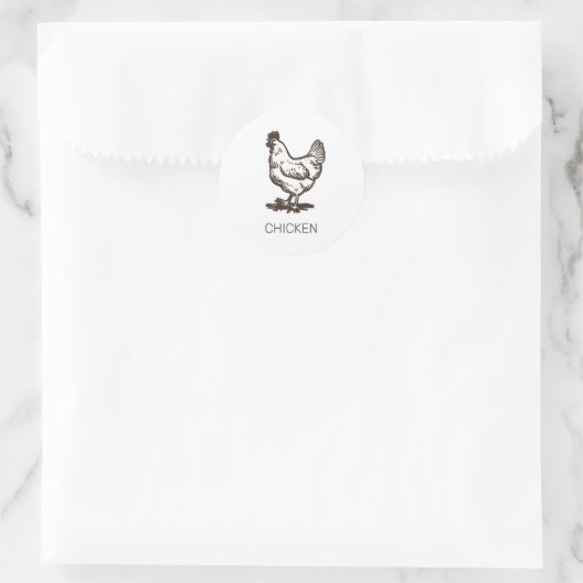 Professionele Custom Chicken Wedding Maaltijd Keuz Ronde Sticker (Tas)