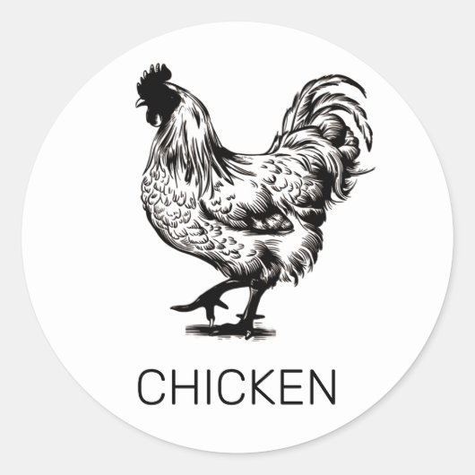 Professionele Custom Chicken Wedding Maaltijd Keuz Ronde Sticker (Voorkant)