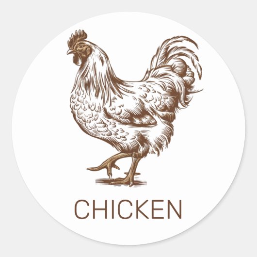 Professionele Custom Chicken Wedding Maaltijd Keuz Ronde Sticker (Voorkant)
