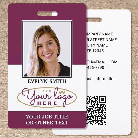 Professionele Custom Logo ID Security Plum Badge