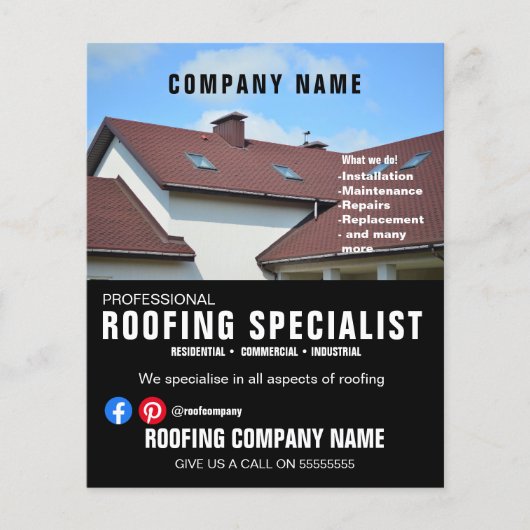 Professionele dakbedekking bedrijf flyer |  (Voorkant)