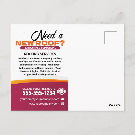 Professionele Dakbedekking Reparaties Installatie Briefkaart (Achterkant)