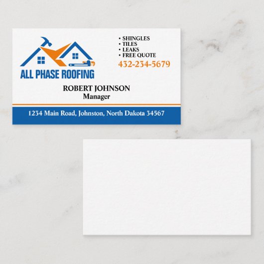 Professionele dakbedekking visitekaartje (Voorkant / Achterkant)