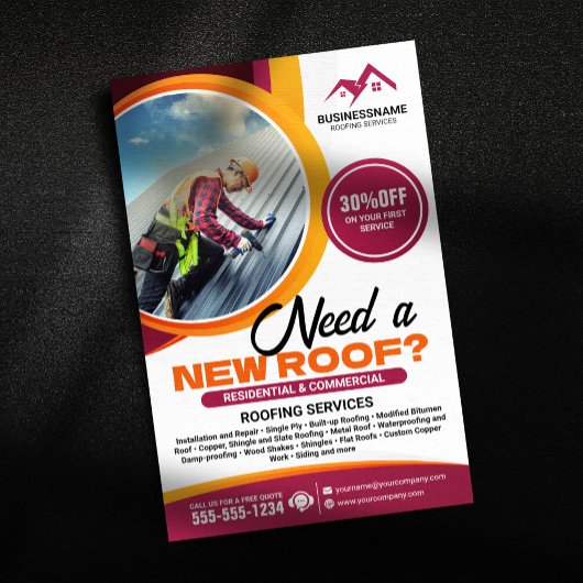 Professionele Dakreparatie Installatie Dienstverle Flyer