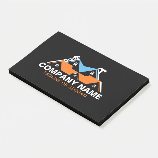Professionele Dakverbouwing Oranje Blauwe Huis Post-it® Notes (Schuin)