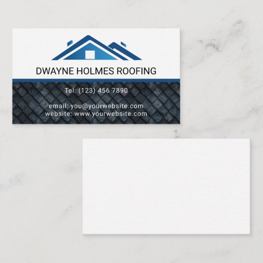 Professionele Dakwerkbedrijf Aannemer Blauw Visitekaartje (Voorkant / Achterkant)