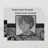 professionele damesherdenkingskaart (Voorkant / Achterkant)