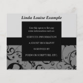 professionele damesherdenkingskaart (Achterkant)