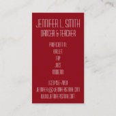 Professionele danseres lerarenchoreograaf visitekaartje (Achterkant)