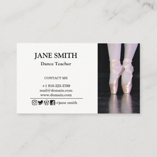 Professionele dansstudio instructeur Sjabloon Visitekaartje (Achterkant)