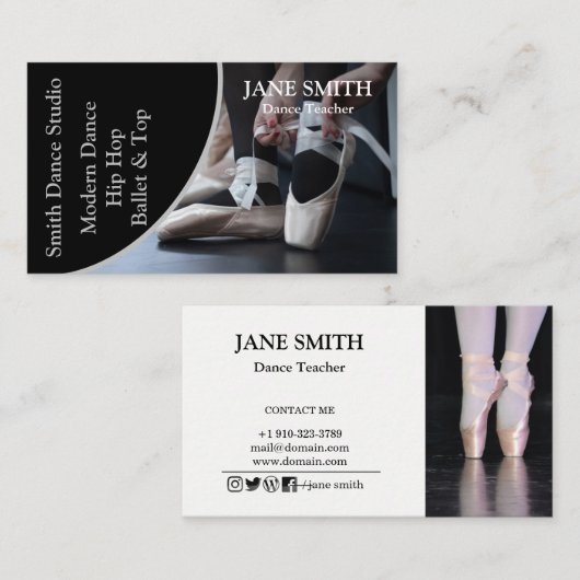 Professionele dansstudio instructeur Sjabloon Visitekaartje (Voorkant / Achterkant)