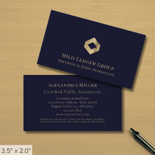 Professionele Dark Navy blauw en goud Visitekaartje