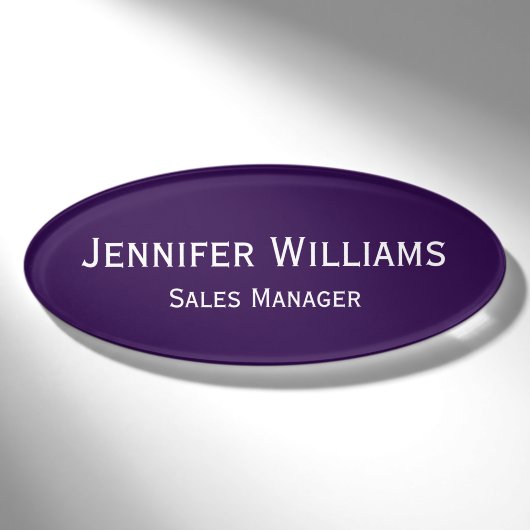 Professionele Dark Paarse Kantoor Executive Magnet Naambadge (Voorkant)