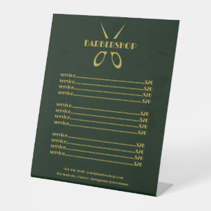 Professionele diensten Green Barbershop prijslijst Reclamebord Met Voetstuk