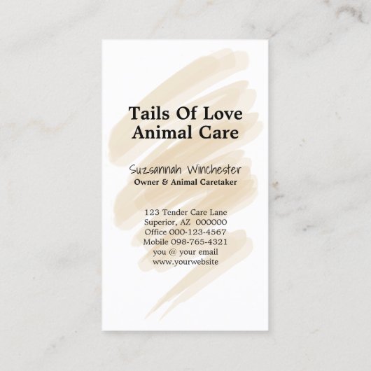 Professionele dierenverzorging met verwisselbare f visitekaartje (Achterkant)