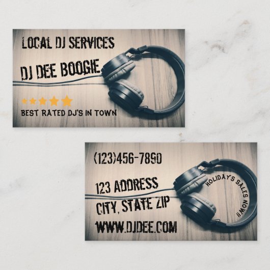 Professionele DJ- hoofdtelefoonsVisitekaartjes Visitekaartje (Voorkant / Achterkant)
