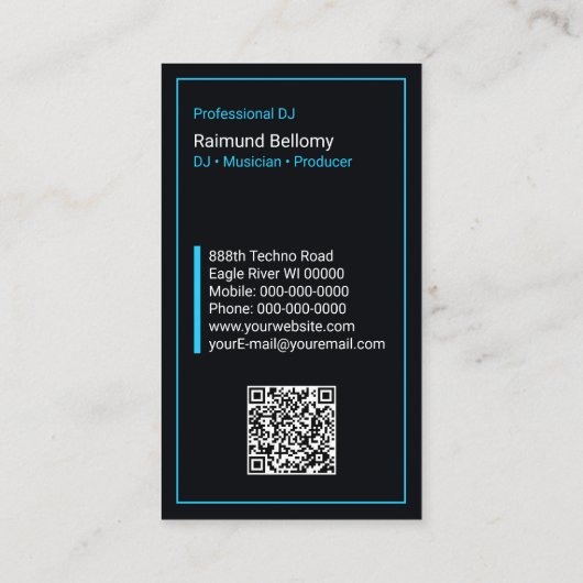 Professionele DJ Platenspeler Visitekaartje (Achterkant)
