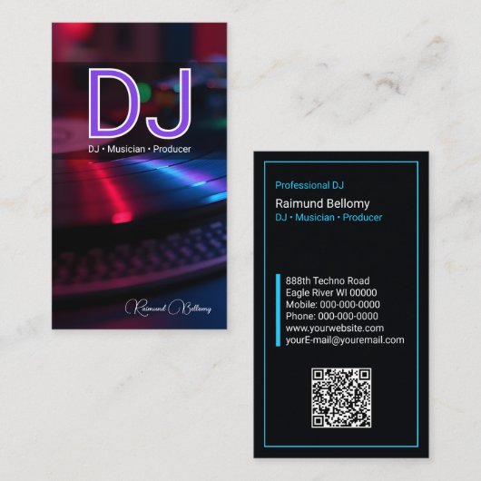 Professionele DJ Platenspeler Visitekaartje (Voorkant / Achterkant)