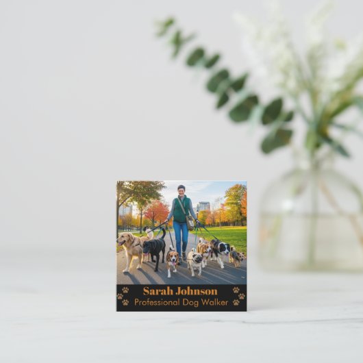 professionele Dog Walker Visitekaartje (Staand voorkant)