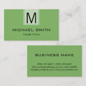 Professionele Dollar Bill Solid Color Monogram Visitekaartje (Voorkant / Achterkant)