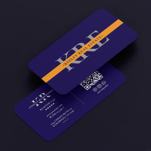 Professionele donkerblauwe Sinaasappel marketing M Visitekaartje