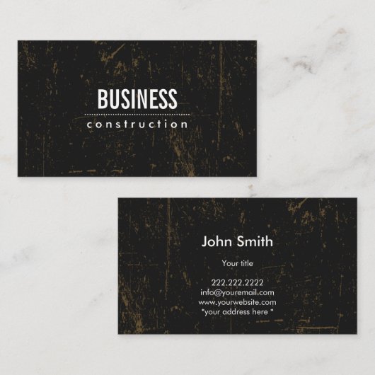Professionele donkere structuren van de grunge visitekaartje (Voorkant / Achterkant)