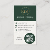 Professionele donkergroene gouden foto QR-code Mod Visitekaartje (Achterkant)