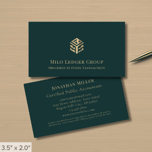 Professionele donkergroene gouden Logo Visitekaartje