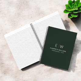 Professionele Donkergroene Monogram Zakelijk Initi Notitieboek