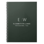 Professionele Donkergroene Monogram Zakelijk Initi Notitieboek (Voorkant)