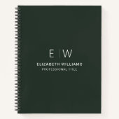 Professionele Donkergroene Monogram Zakelijk Initi Notitieboek (Voorkant)