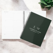 Professionele Donkergroene Monogram Zakelijk Initi Planner