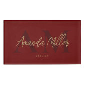 Professionele Donkerrode Moderne Douane Magnetisch Naambadge (Voorkant)