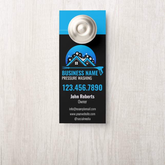 Professionele Druk Wassen Blauw Zwart Deurhanger (Op knop)