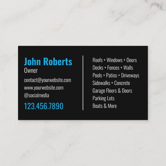 Professionele Druk Wassen Blauw Zwart Visitekaartje (Achterkant)